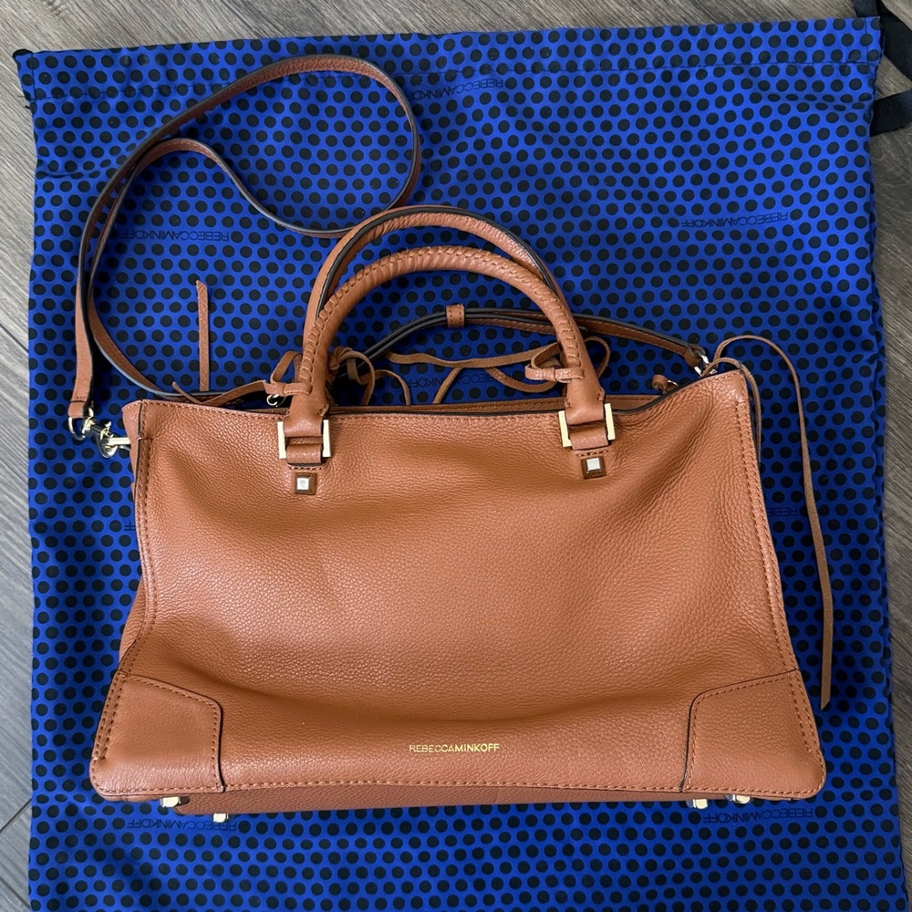 Rebecca Minkoff Brown Leather Regan Satchel Bag EUC - Picture 2 of 8